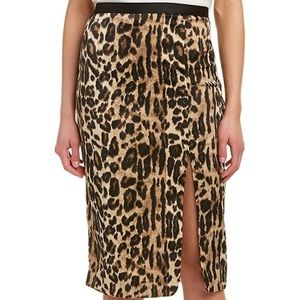 Kenneth Cole Women's Satin Leopard Slit Skirt - Size 6